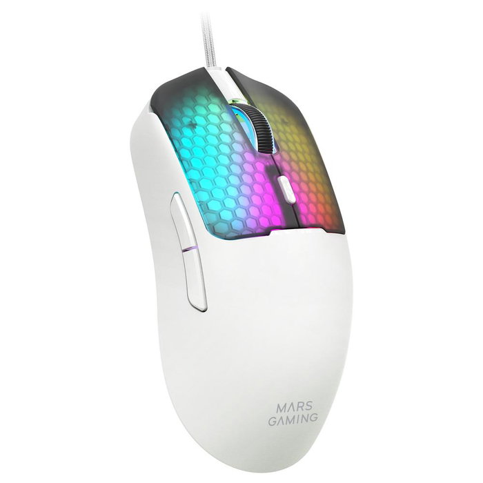 Mars Gaming MM-VIPER Souris Gaming Ultralégère 56g RGB Blanc - Souris Filaire avec Capteur Optique 12800 DPI