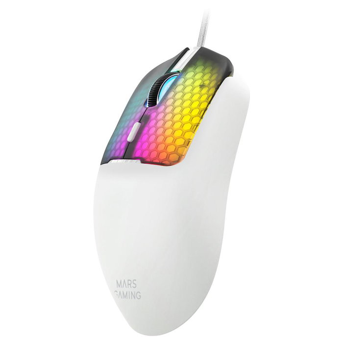 Mars Gaming MM-VIPER Souris Gaming Ultralégère 56g RGB Blanc - Souris Filaire avec Capteur Optique 12800 DPI