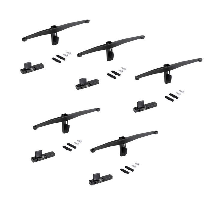 Emuca Lot de consoles pour 5 étagères en bois pour structure Zero, planches non incluses, Zamak, Peint en noir texturé Emuca Lot de consoles pour 5 étagères en bois pour structure Zero, planches non incluses, Zamak, Peint en noir texturé