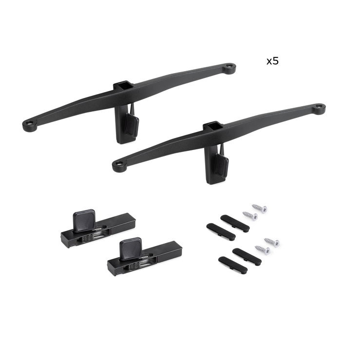 Emuca Lot de consoles pour 5 étagères en bois pour structure Zero, planches non incluses, Zamak, Peint en noir texturé