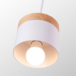 SKD Suspension Mikayla Bois Acier 1xE27 Sans Ampoule Blanc [SKD-P1010-W]