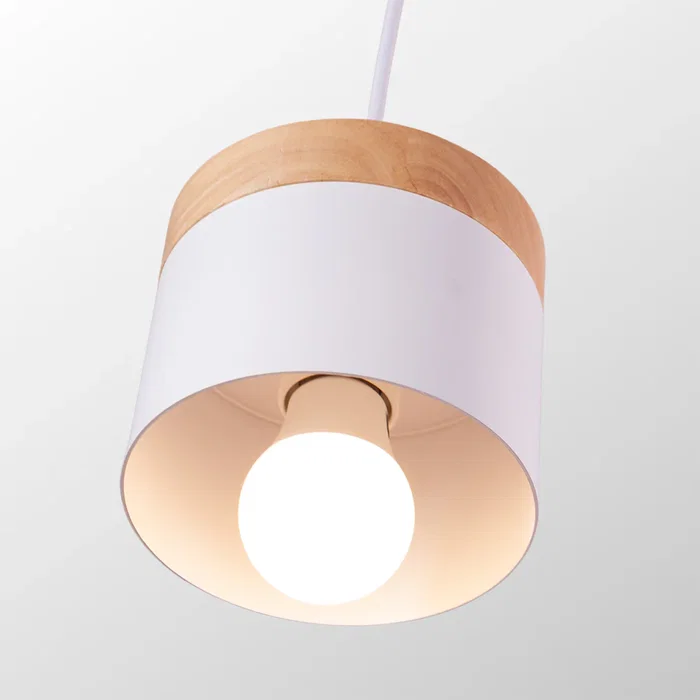 Mikayla Suspension SKD-P1010-W - Lampe pendante en aluminium et bois, design moderne, hauteur réglable