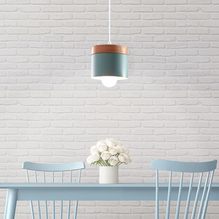 Mikayla Suspension SKD-P1010-W - Lampe pendante en aluminium et bois, design moderne, hauteur réglable