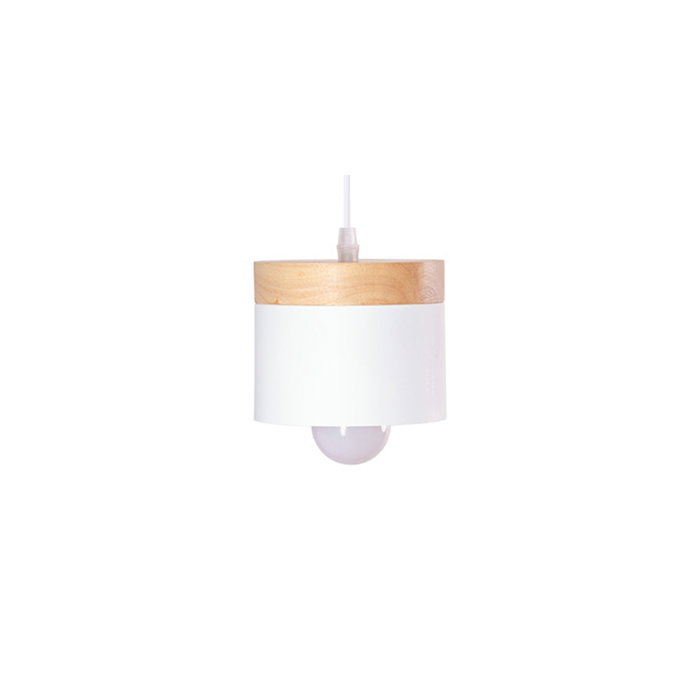 SKD Suspension Mikayla Bois Acier 1xE27 Sans Ampoule Blanc [SKD-P1010-W]