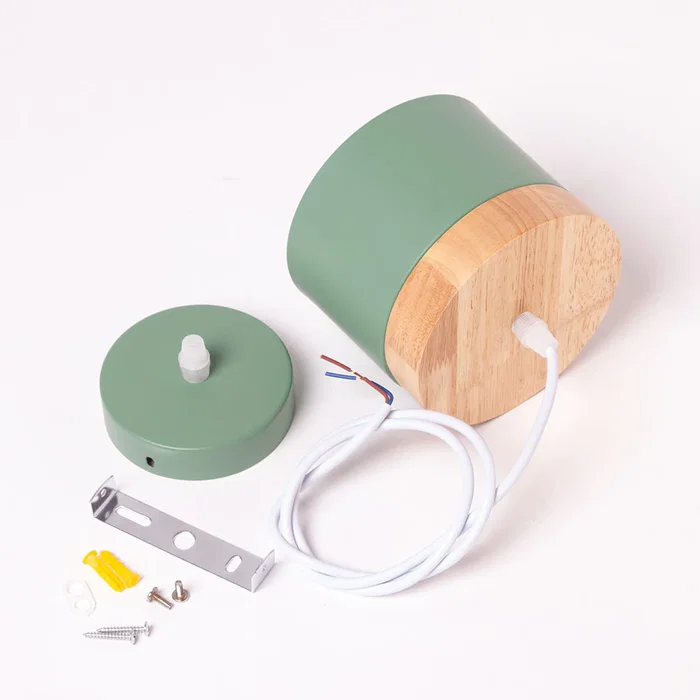 Mikayla Suspension SKD-P1010-W - Lampe pendante en aluminium et bois, design moderne, hauteur réglable