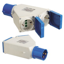 WOLFPACK LINEA PROFESIONAL Adaptateur prise industrielle Cetac-schuko double 2p avec couvercle