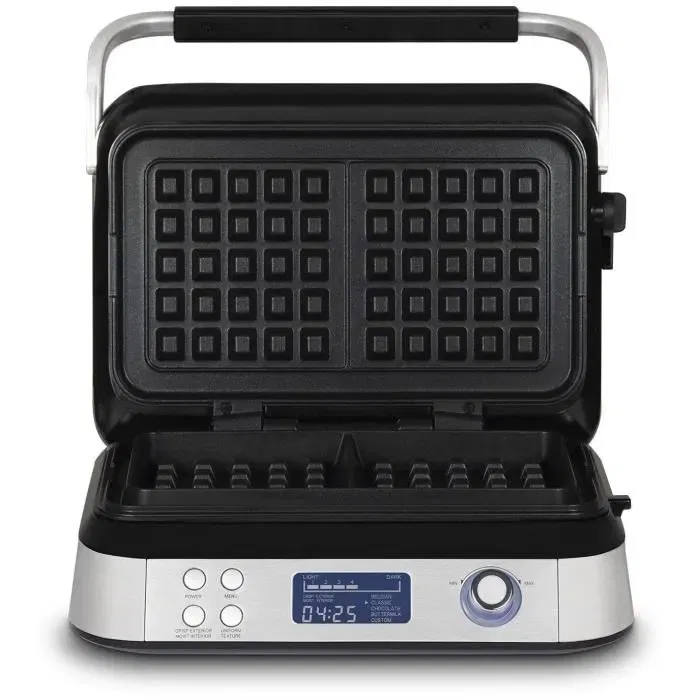 Hkoenig Gaufrier GFX800 - Plaque double pour 2 gaufres, 5 programmes (belge, classique, chocolat, babeurre, personnalisable), 7 niveaux de dorage, revêtement anti-adhésif, 1600W