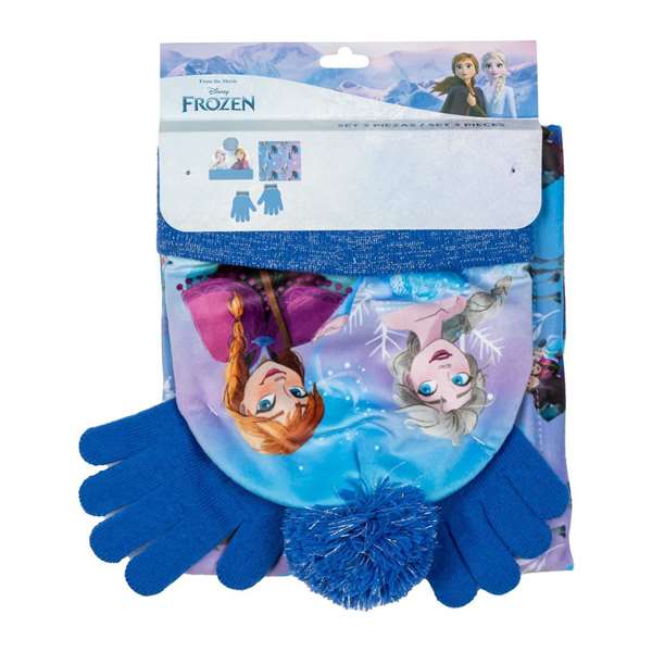 Cerdá Ensemble 3 pièces Snood Frozen (bonnet, cache-cou et gants) pour enfants 2 à 8 ans