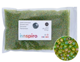 Innspiro Rocaille de verre ronde aurora boreale vert avocat 2,3 mm, 500 g