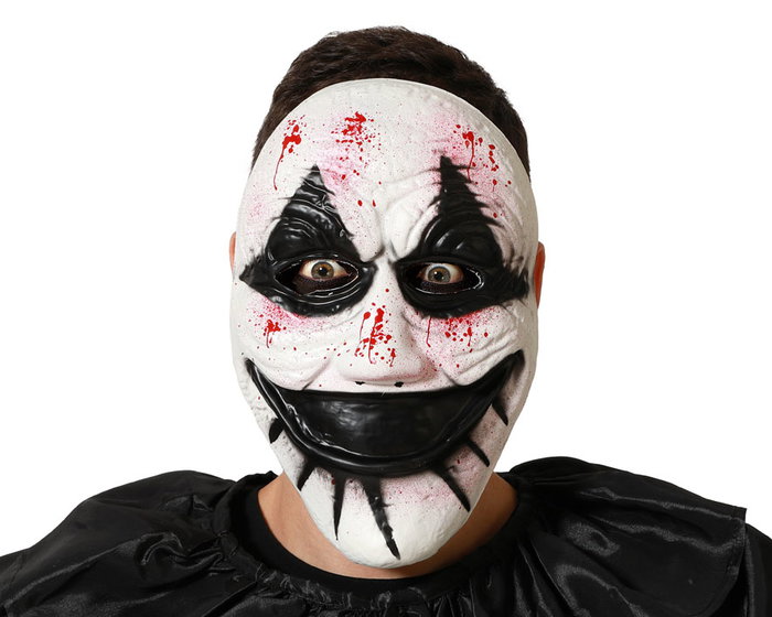 Masque de clown diabolique sanglant Halloween en polypropylène - Accessoire de déguisement extrême et effrayant Masque de clown diabolique sanglant Halloween en polypropylène - Accessoire de déguisement extrême et effrayant