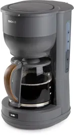 Domo Cafetière Filtre DO754K 1.25 L 10 Tasses Gris et Bois - Compacte et Performante