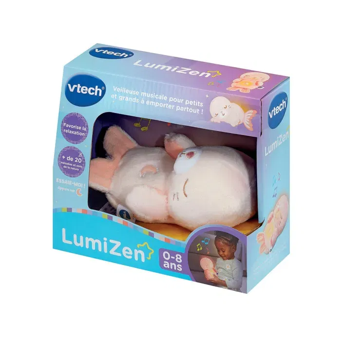 VTech Baby Doudou Veilleuse LumiZen Rose Gris - Phoque lumineux pour nuit sereine 0-8 ans - Compagnon de coucher doux et apaisant