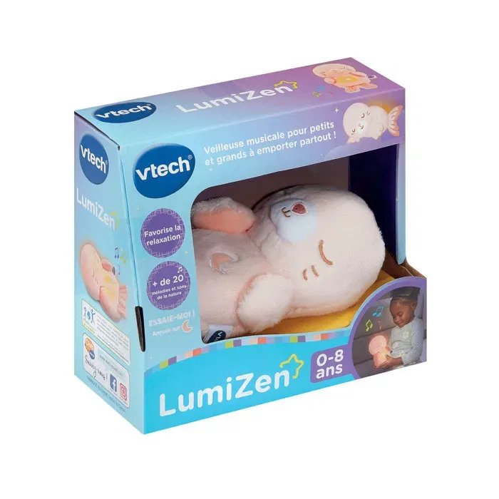 VTech Baby Doudou Veilleuse LumiZen Rose Gris - Phoque lumineux pour nuit sereine 0-8 ans - Compagnon de coucher doux et apaisant