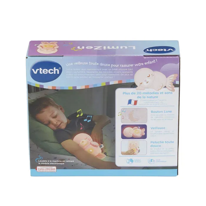 VTech Baby Doudou Veilleuse LumiZen Rose Gris - Phoque lumineux pour nuit sereine 0-8 ans - Compagnon de coucher doux et apaisant