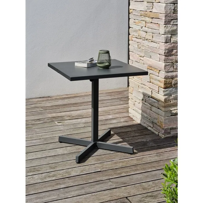 City Garden - Louise - Table de jardin pliante, acier anthracite 70x70 cm