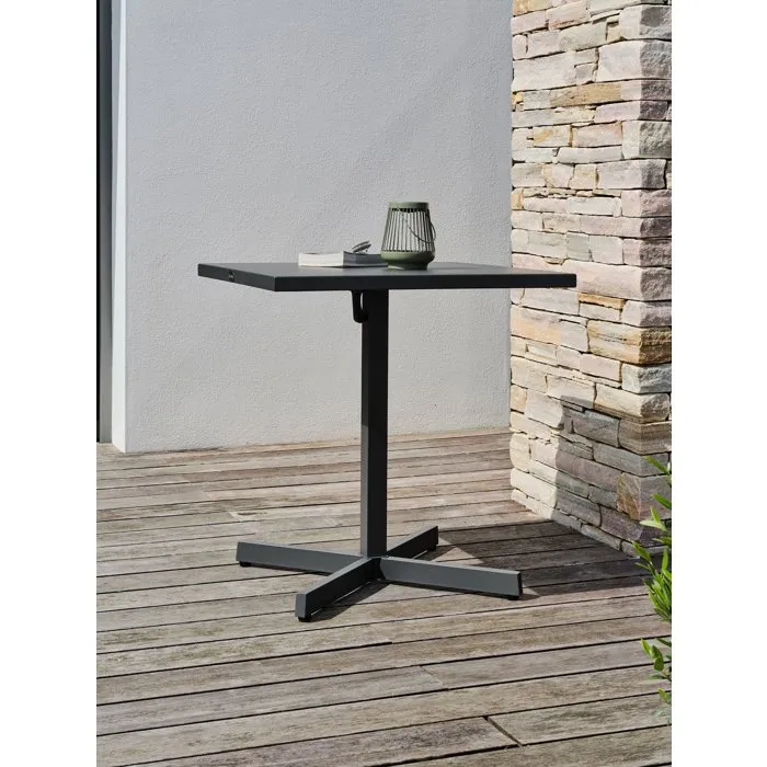 City Garden - Louise - Table de jardin pliante, acier anthracite 70x70 cm