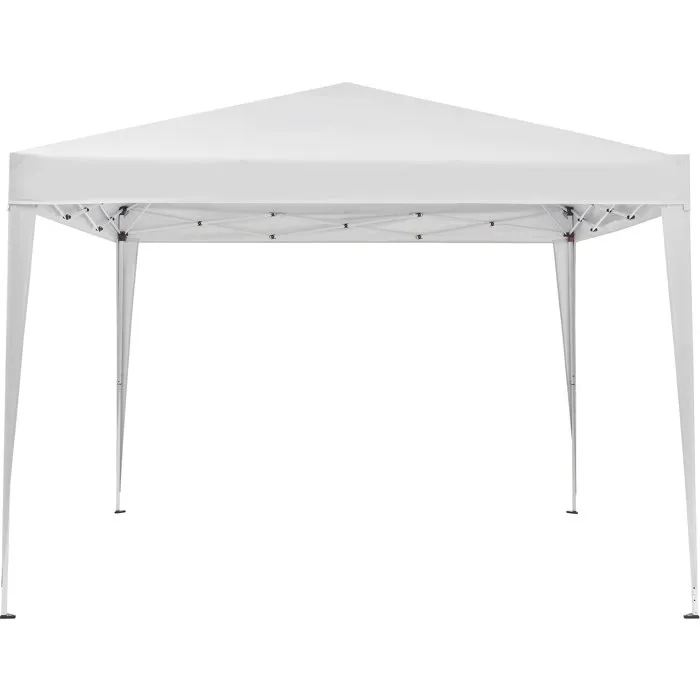 BORNEO Tonnelle de jardin pliante avec cadre blanc et toile écru, 3 x 3 m - Sac de transport et kit d'ancrage inclus