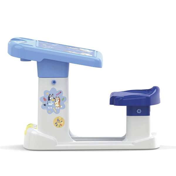 Chicos Pupitre avec banc Bluey - Bureau d'enfant avec table et chaise, dimensions 57 x 73 x 49 cm