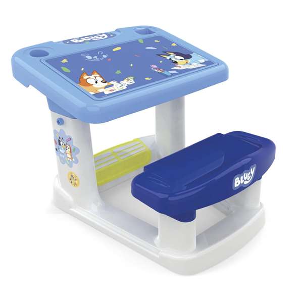 Chicos Pupitre avec banc Bluey - Bureau d'enfant avec table et chaise, dimensions 57 x 73 x 49 cm
