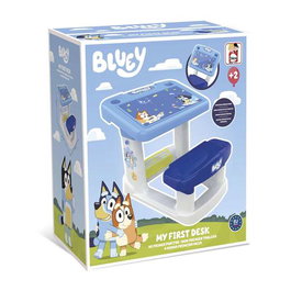 Chicos Pupitre avec banc Bluey - Bureau d'enfant avec table et chaise, dimensions 57 x 73 x 49 cm