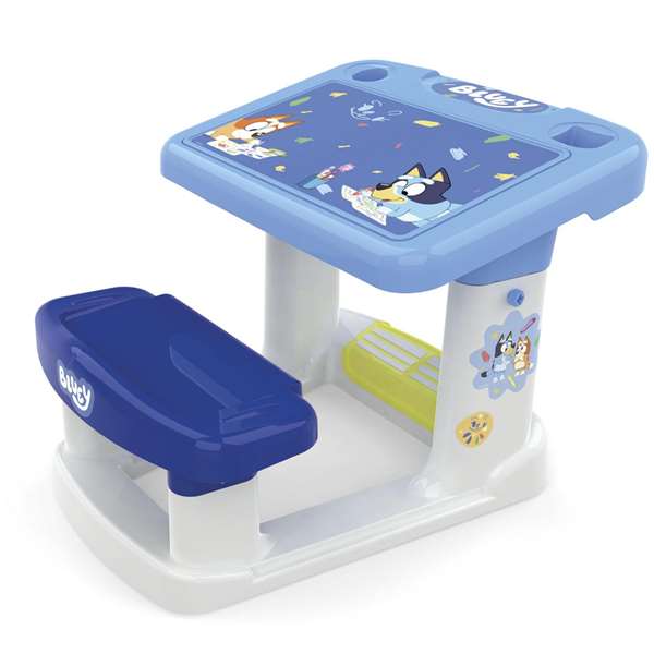Chicos Pupitre avec banc Bluey - Bureau d'enfant avec table et chaise, dimensions 57 x 73 x 49 cm