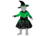 Déguisement de sorcière vert avec robe et chapeau pour bébé fille
