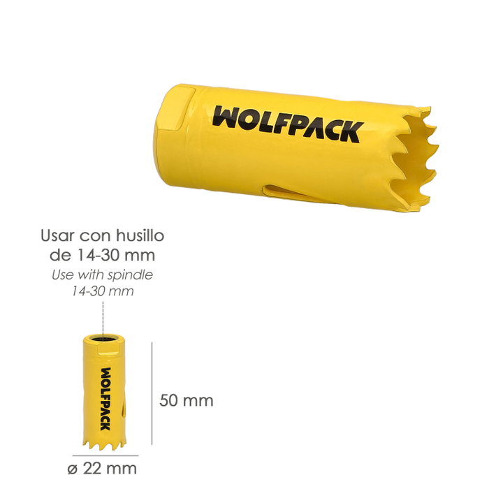 WOLFPACK LINEA PROFESIONAL Scie cloche bimétal Target Ø 22 mm WOLFPACK LINEA PROFESIONAL Scie cloche bimétal Target Ø 22 mm