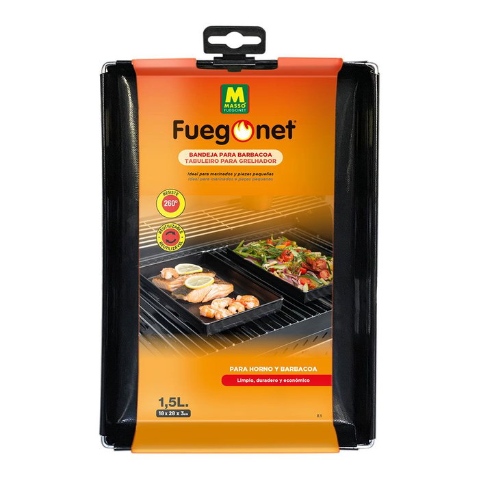 Massó Bandeja réutilisable pour barbecue 28 x 18 x 3 cm, antiadhésive Massó Bandeja réutilisable pour barbecue 28 x 18 x 3 cm, antiadhésive
