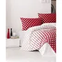 Parure de lit King - 1 housse de couette 240 x 220 cm + 2 taies d'oreiller 60 x 60 cm - 100% coton renforcé - Rouge et blanc - 140 fils/pc²