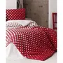 Parure de lit King - 1 housse de couette 240 x 220 cm + 2 taies d'oreiller 60 x 60 cm - 100% coton renforcé - Rouge et blanc - 140 fils/pc²