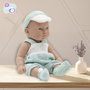 Tachan - Poupée 26 cm avec ensemble pantalon vert menta et diadème casquette - T01062 - Jouet éducatif pour enfant +18 mois