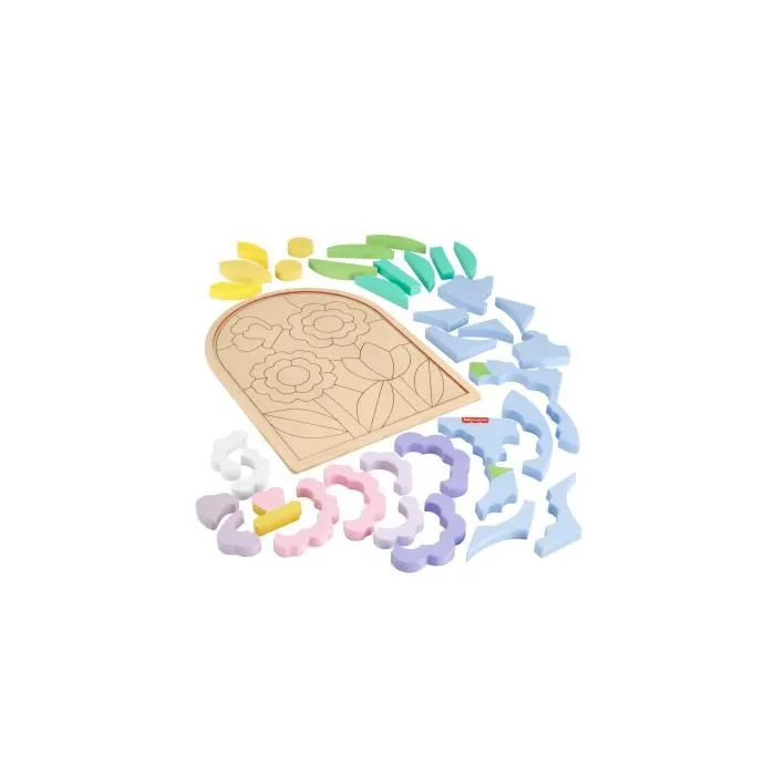 Fisher-Price Puzzle en Bois Fleurs 37 Pièces HXT97 - Puzzle Éducatif pour Maternelle