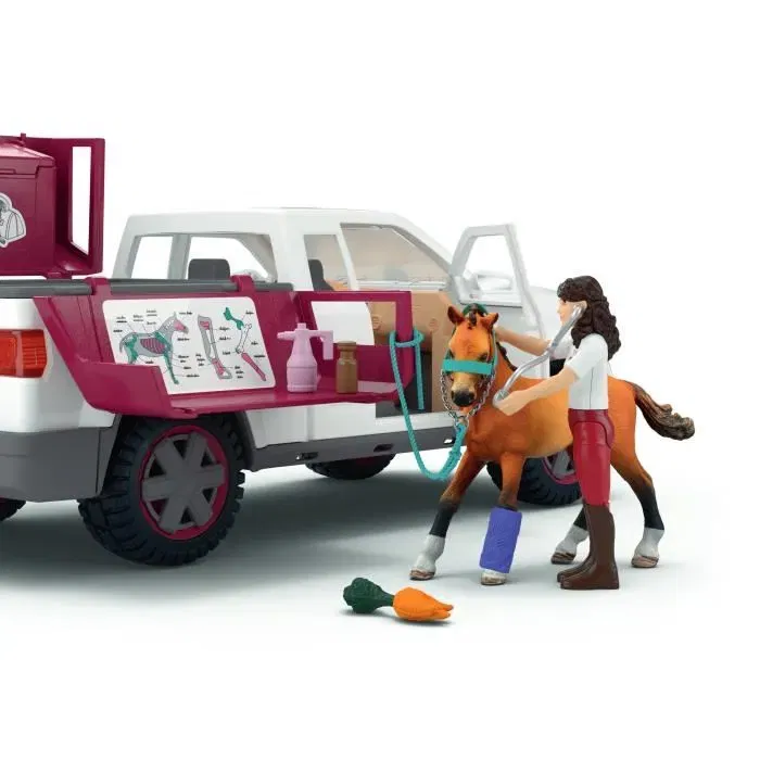 Schleich 42704 Horse Club - Coffret Vétrinaire Mobile avec Remorque, Figurine et Accessoires