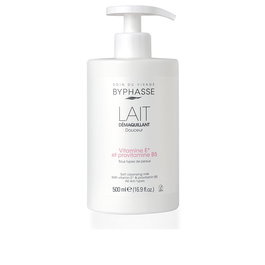 Byphasse Lait Demaquillant Douceur - Nettoyage Délicat Enrichi en Vitamine E et Provitamine B5, pour Tous Types de Peaux, Peau Douce et Revitalisée, 500 ml