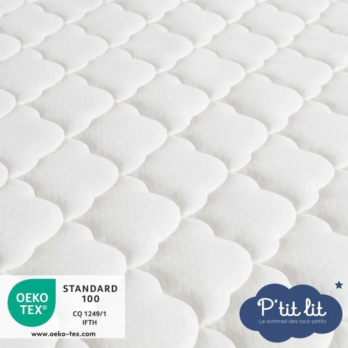 P'Tit Lit Matelas Bébé Parfait - 60x120x10 cm - 2 Faces Été/Hiver Déhoussable - Anti-Acarien - Ultra Respirant pour Sommeil Frais et Serein P'Tit Lit Matelas Bébé Parfait - 60x120x10 cm - 2 Faces Été/Hiver Déhoussable - Anti-Acarien - Ultra Respirant pour Sommeil Frais et Serein
