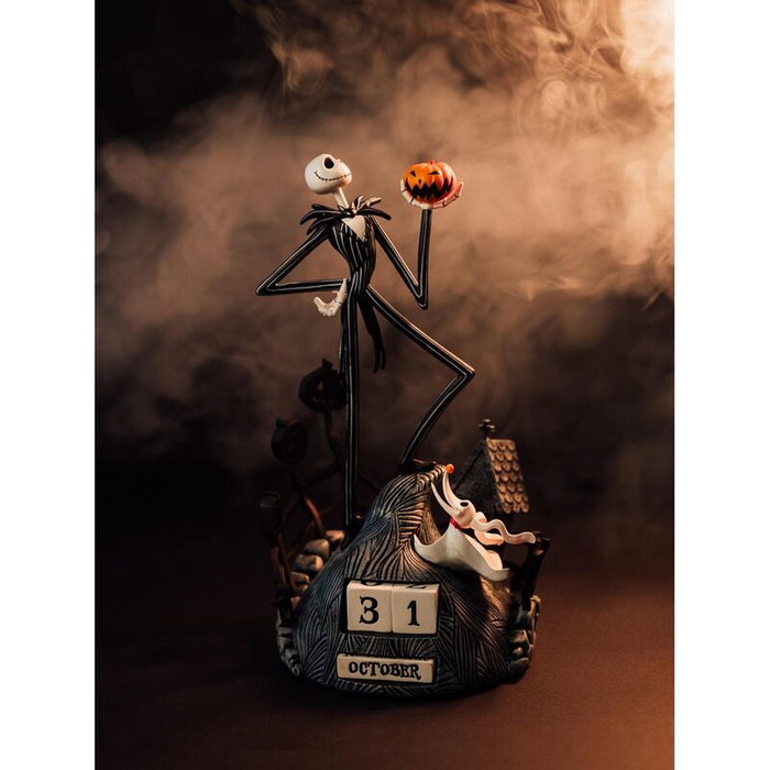 ERIK - Calendrier Perpétuel 3D Jack Skellington L'Étrange Noël - Disney, 12x12x23cm, Résine Peint Main