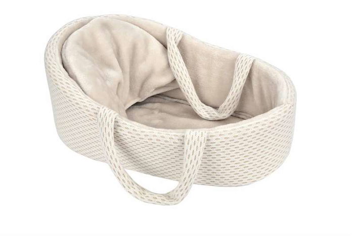 Muñecas Arias Muñeca Elegance Andie 40 cm, Poupée Bébé Beige avec Berceau et Mécanisme Pleurs Try Me, Fonctionne avec Piles