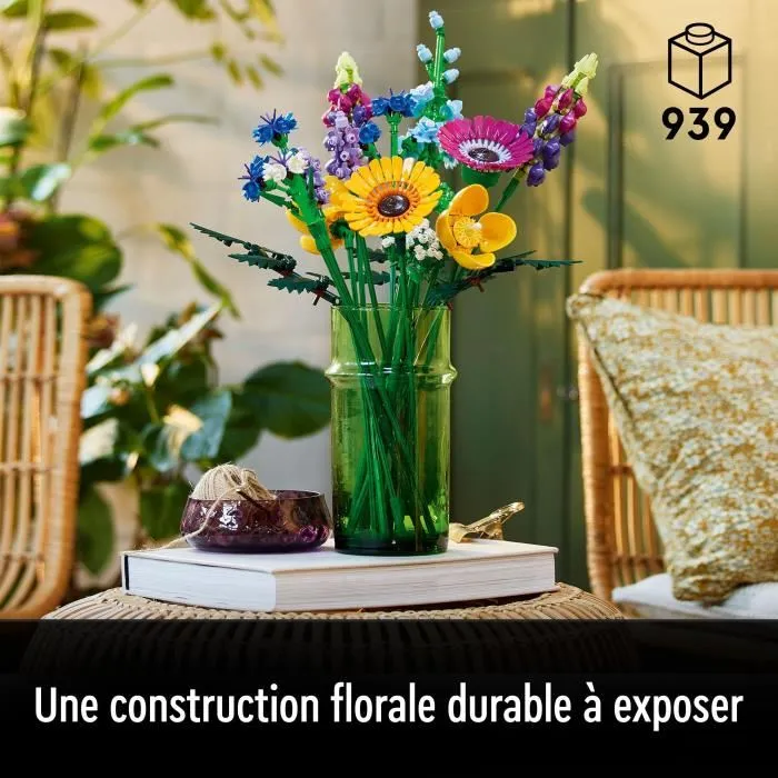 Lego Icons 10313 - Bouquet de Fleurs Sauvages à Construire pour Adultes, avec Coquelicots, Plantes Artificielles en Briques