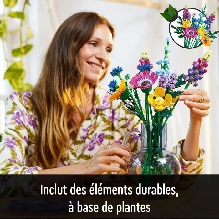 Lego Icons 10313 - Bouquet de Fleurs Sauvages à Construire pour Adultes, avec Coquelicots, Plantes Artificielles en Briques