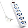 Ewent EW3932 Multiprise 6 Prises Type F/L avec Protection Surtension et Interrupteurs Individuels - Blanc
