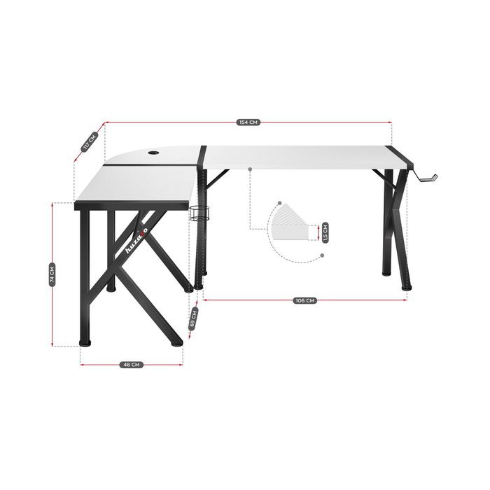 Huzaro Bureau Hero 6.3 Blanc Noir Acier Fibre de Carbone Huzaro Bureau Hero 6.3 Blanc Noir Acier Fibre de Carbone