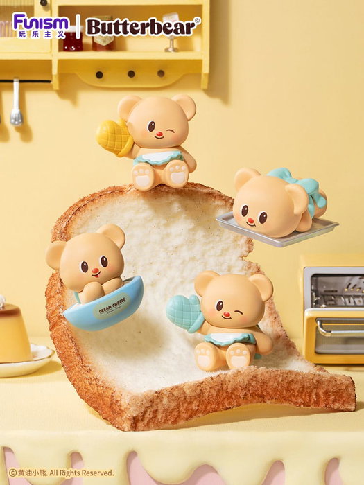 Funism Butterbear Baked with Love Series Chubby Face - Présentoir de 6 packs de 3 mini-figurines