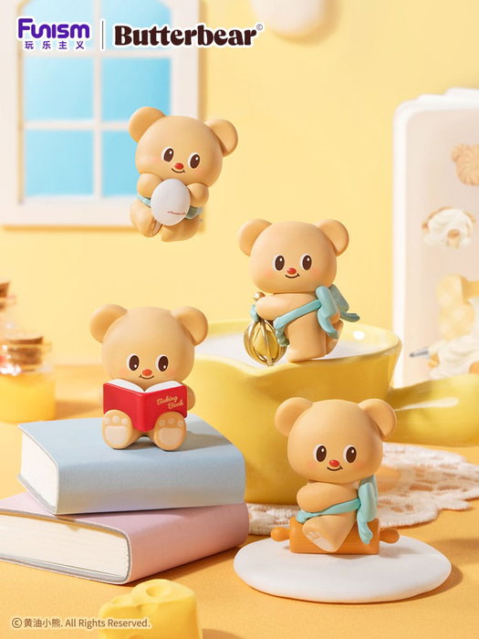Funism Butterbear Baked with Love Series Chubby Face - Présentoir de 6 packs de 3 mini-figurines