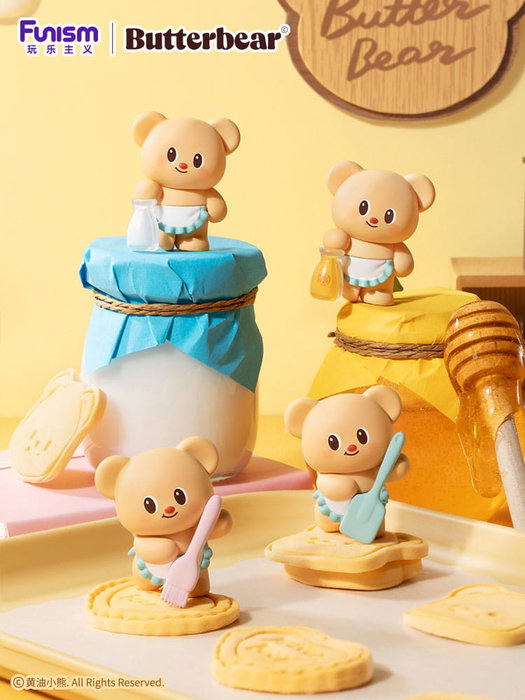 Funism Butterbear Baked with Love Series Chubby Face - Présentoir de 6 packs de 3 mini-figurines