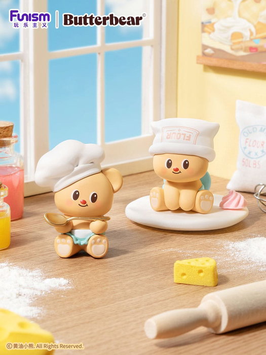 Funism Butterbear Baked with Love Series Chubby Face - Présentoir de 6 packs de 3 mini-figurines