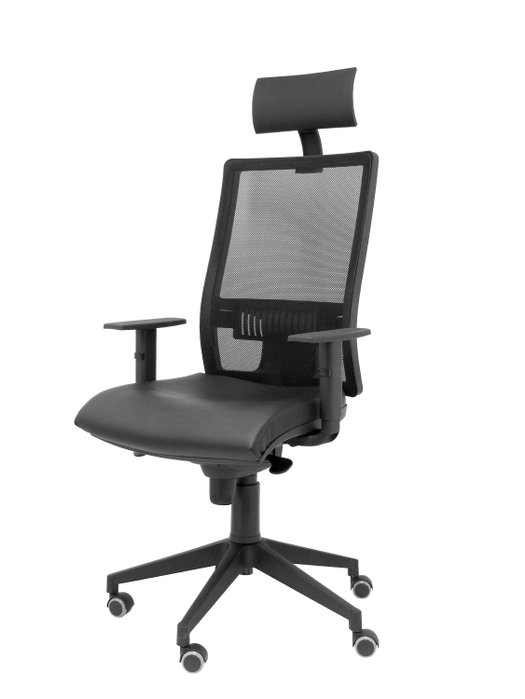 Piqueras Y Crespo Horna Chaise de Bureau avec Mécanisme Synchrone, Cuir et Maille, Noir