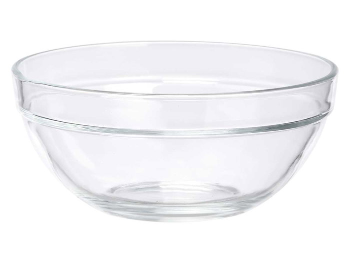 Vivalto Bol apilable en verre transparent 23 cm – Capacité 2,1 L – Compatible lave-vaisselle et congélateur (Set de 8)