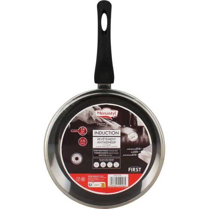 Menastyl Sauteuse inox 28 cm Tous feux induction 6020248 - Sauteuse en acier inoxydable