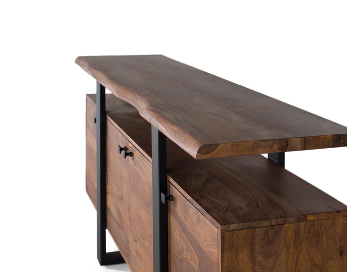 GINER Y COLOMER - Buffet 4 portes en palissandre avec pattes métal, couleur noyer - 175 x 45 x 90 cm