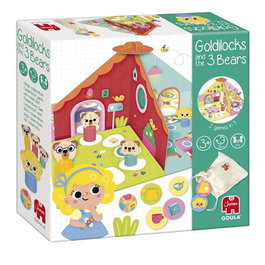 Diset Goula Jeu Boucle d'Or et les trois ours - Jeu de société éducatif 2 en 1 avec plateau réversible et pièces en bois - Multilingue (Français)